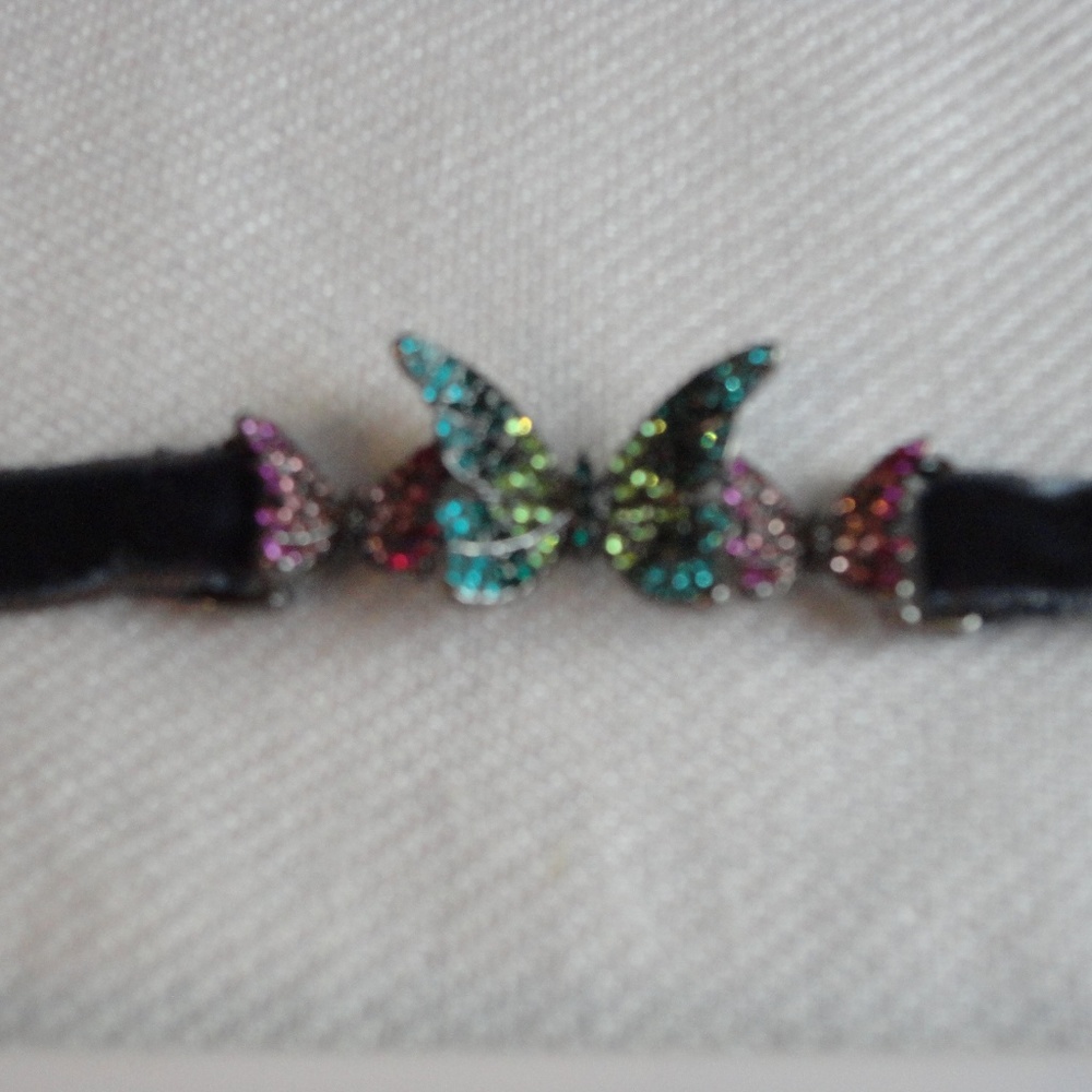 Betsey Johnson Velvet Rhinestone Butterfly Choker